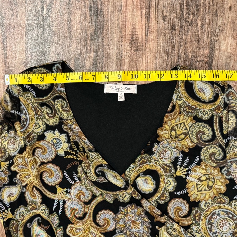 Black & Gold Paisley Faux Wrap Maxi Dress - Picture 4 of 9